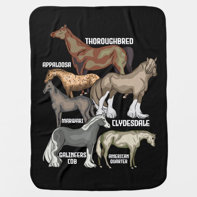 Horse Breeds Horse Riding Gift Women Horses Baby Blanket (Front)