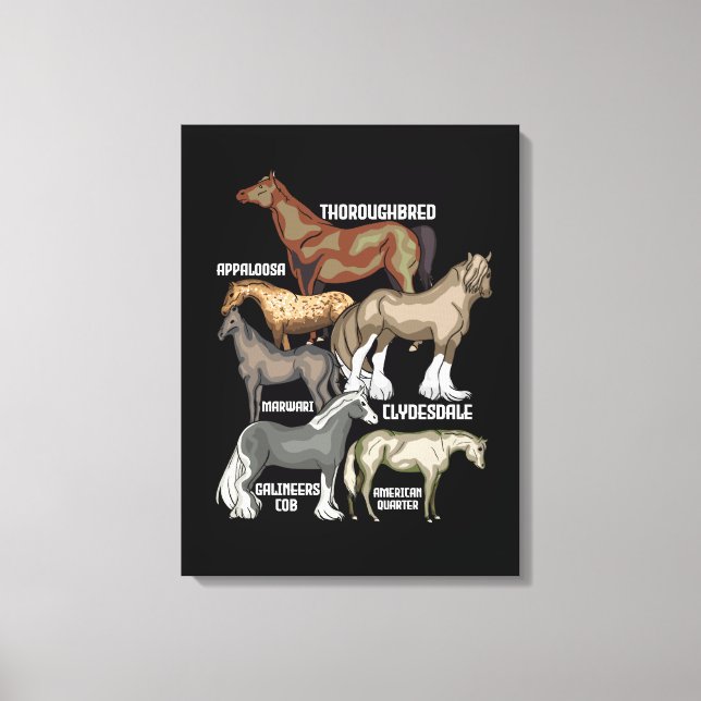 Horse Breeds Horse Riding Gift Women Horses Canvas Print (Front)