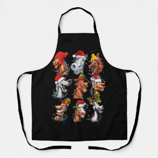 Horse Breeds Lover Merry Christmas Xmas Horseback Apron
