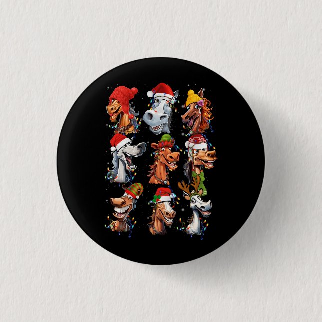 Horse Breeds Lover Merry Christmas Xmas Horseback  Button (Front)