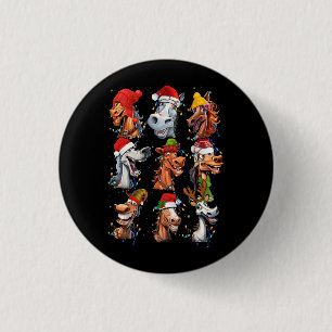 Horse Breeds Lover Merry Christmas Xmas Horseback Button