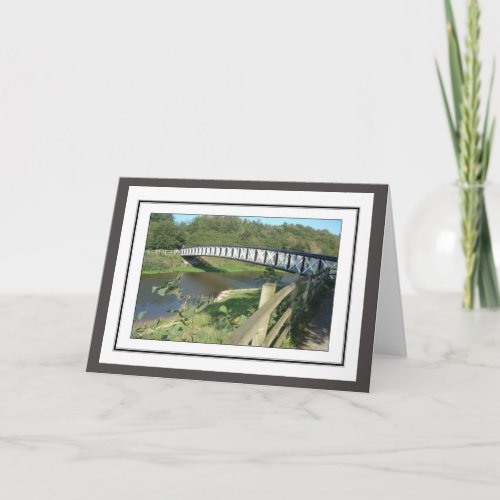 Horse Bridge Over River Weaver Greetings Card
