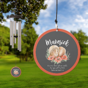 Horse brown memorial red poppy watercolor photo wind chime