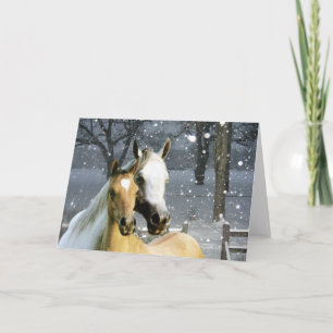 Horse Buddies In The Snow Greeting Card