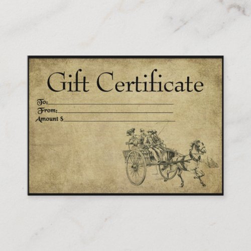 Horse  Buggy Ride_ Prim Gift Certificate Cards