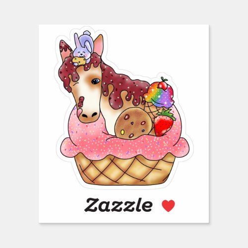 Horse  Bunny Cupcake Dessert  Sticker
