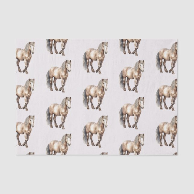 Horse Burgundy Cream Birthday Tissue Paper (Front)