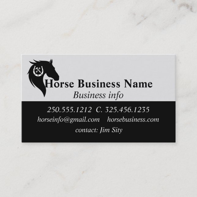 Horse Business Boarding Stables Riding Lessons  Bu Card (Front)