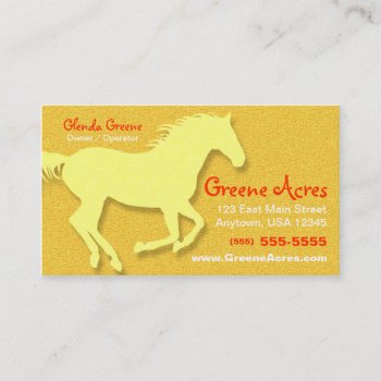 Horse Business Card - Yellow by coolcards_biz at Zazzle