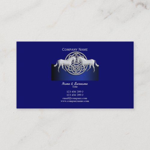 Horse business marketing blue black white celtic business card template
