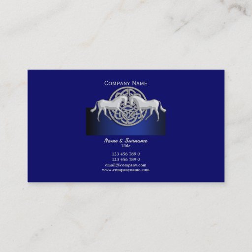 Customizable Horse business marketing blue black white celtic business card template