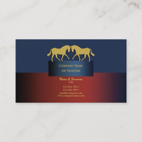 Horse business marketing blue gold business cards