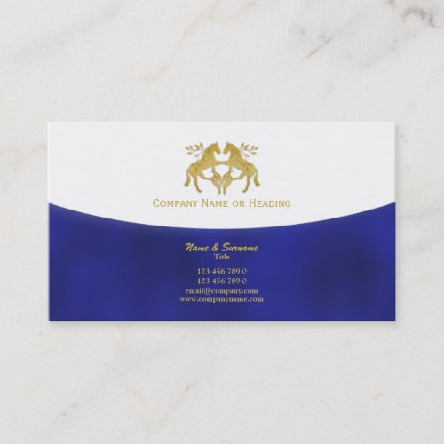 Horse business marketing blue gold business card