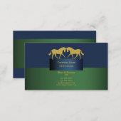 Horse business marketing blue gold green business card (Front/Back)