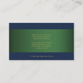 Horse business marketing blue gold green business card (Back)