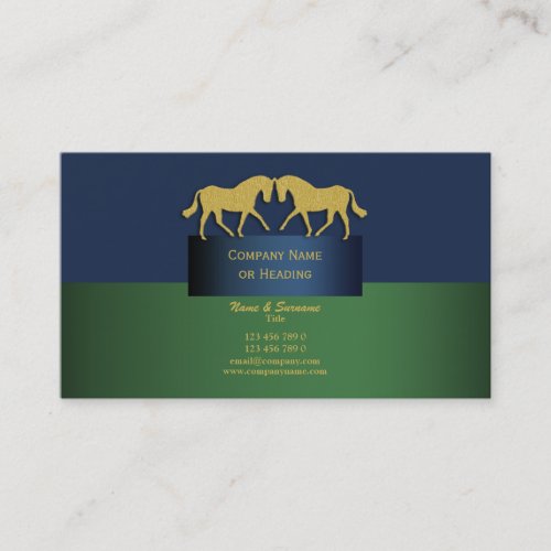 Horse business marketing blue gold green business card template