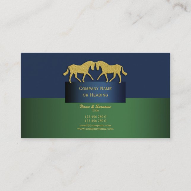 Horse business marketing blue gold green card (Front)