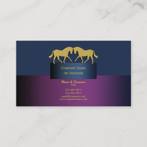 Horse business marketing blue purple gold business card