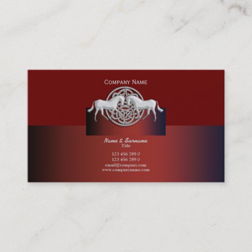 Horse business marketing celtic red black white business card template