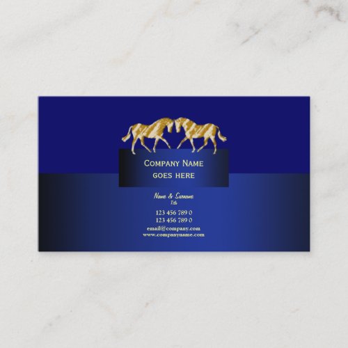 Horse business marketing dappled gold blue business card template