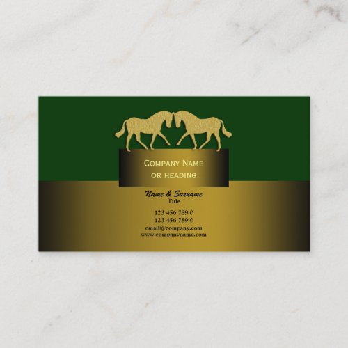 Horse business marketing gold green business cards
