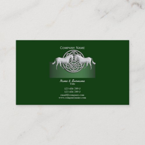 Horse business marketing green white celtic business card templates