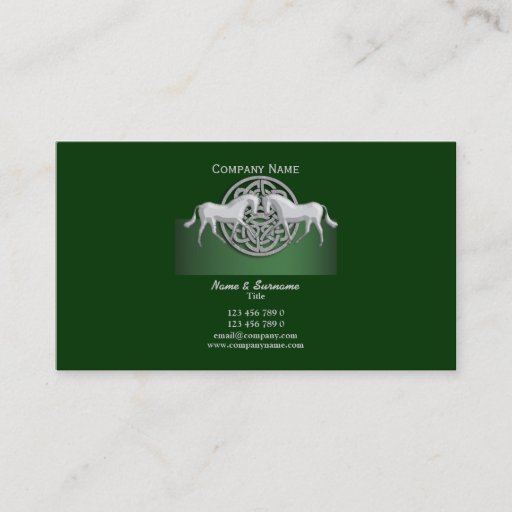 Customizable Horse business marketing green white celtic business card templates