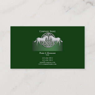 Horse business marketing green white celtic card