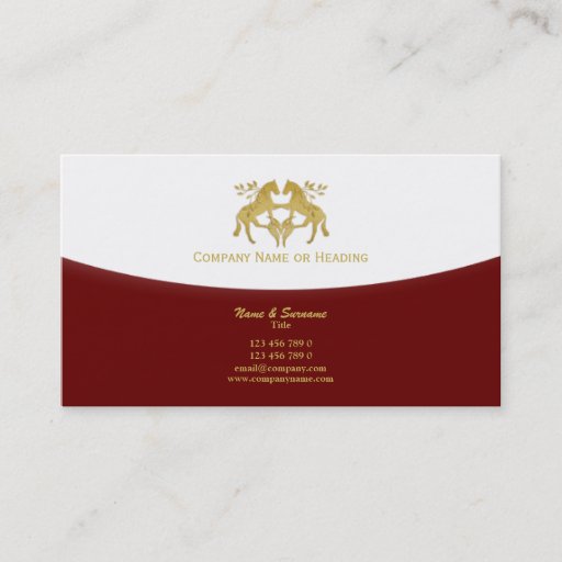 Customizable Horse business marketing red gold business card templates