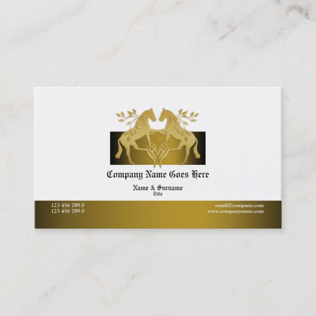 Horse business profile marketing gold white card (Front)