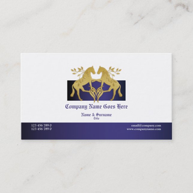 Horse business profile marketing gold white card (Front)