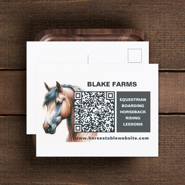 Horse Business QR Code Postcard (Horse Business QR Code Postcard (front and back))