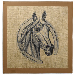 Horse Cameo on Burlap Napkin