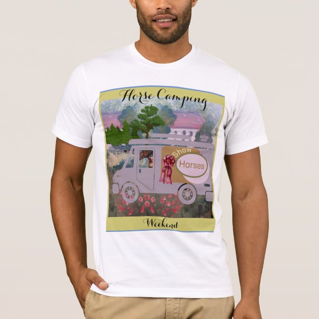Horse camping country farm square sticker T-Shirt (Front)