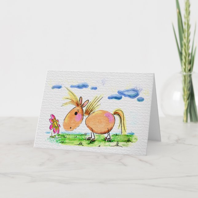 Horse card, birthday card with pony picture card (Front)