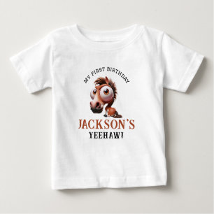 Horse Caricatures 1st Birthday Party Baby T-Shirt
