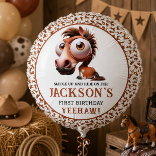 Horse Caricatures 1st Birthday Party Balloon
