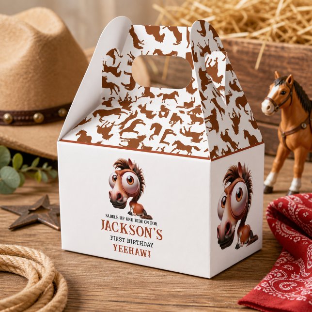 Horse Caricatures 1st Birthday Party Favor Boxes (Horse Caricatures 1st Birthday Party Favor Boxes)