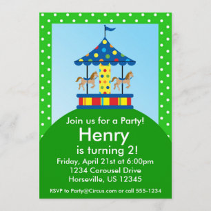 Horse Carousel, Carnival Circus Birthday Party Invitation
