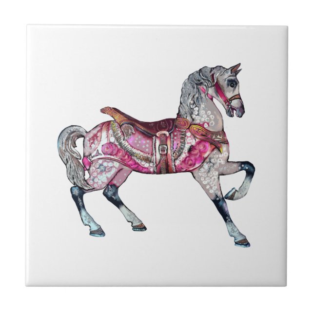 Horse carousel Ceramic Tile (Front)