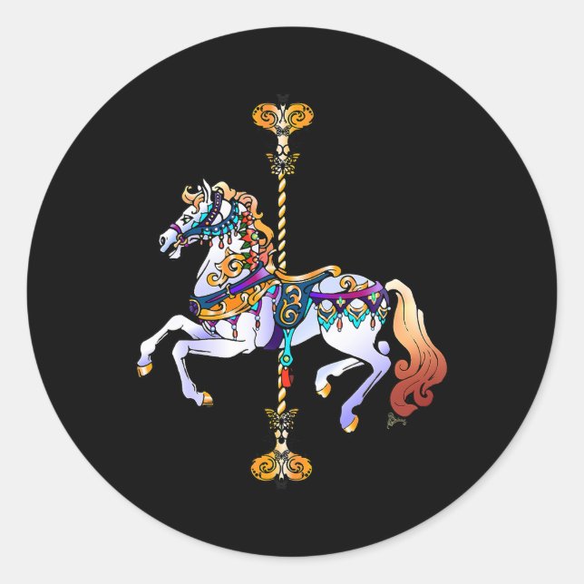 Horse Carousel Horse 186 Pony Classic Round Sticker (Front)