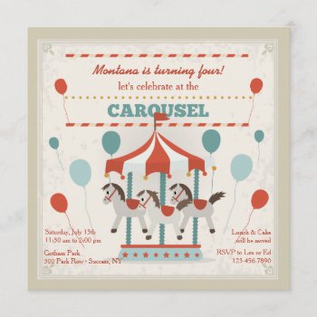Horse Carousel Invitation by CottonLamb at Zazzle