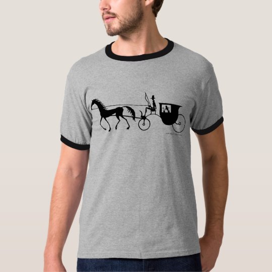 Horse Carriage black and white pen ink drawing T-Shirt