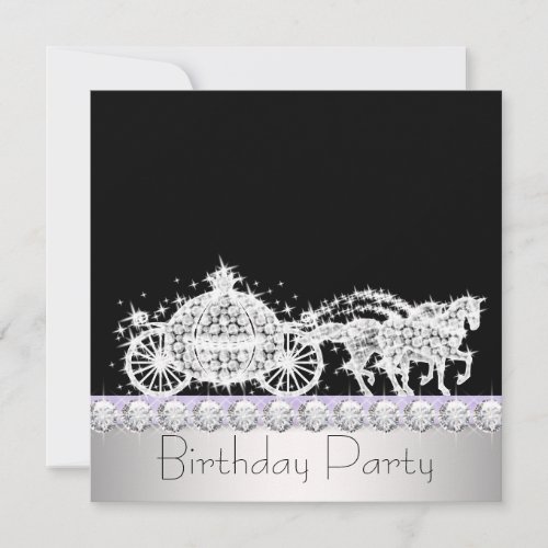 Horse Carriage Lavender Princess Birthday Party Announcement
