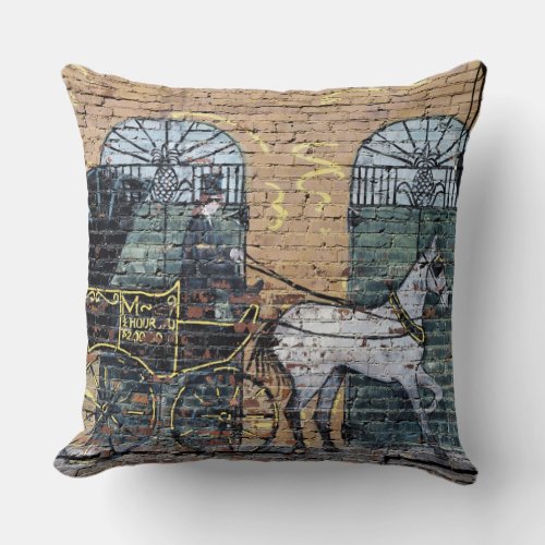 Horse Carriage Mural Downtown Nashville Tennessee Throw Pillow