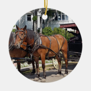 Horse & Carriage on Mackinac Island MI Ceramic Ornament