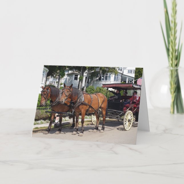Horse & Carriage on Mackinac Island MI Note Card (Front)