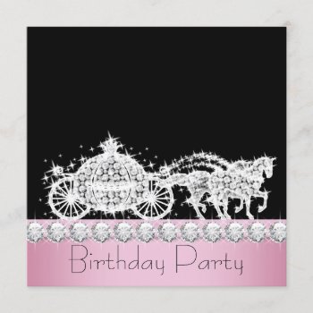 Horse Carriage Pink Princess Birthday Party Invitation by Champagne_N_Caviar at Zazzle