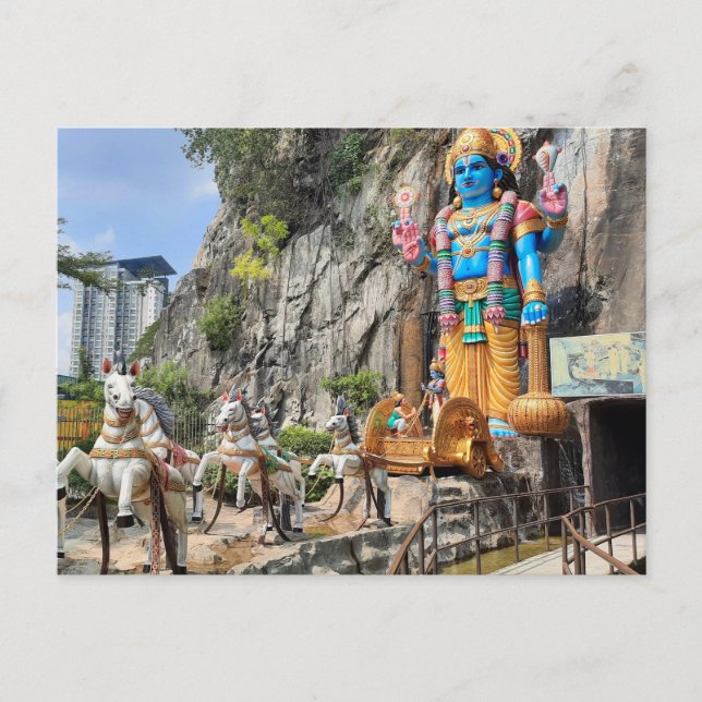 Horse Carriage with Hindu statue at Ramayana Cave Postcard (Front)