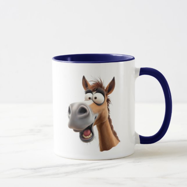 Horse cartoon funny, totally crazy. mug (Right)